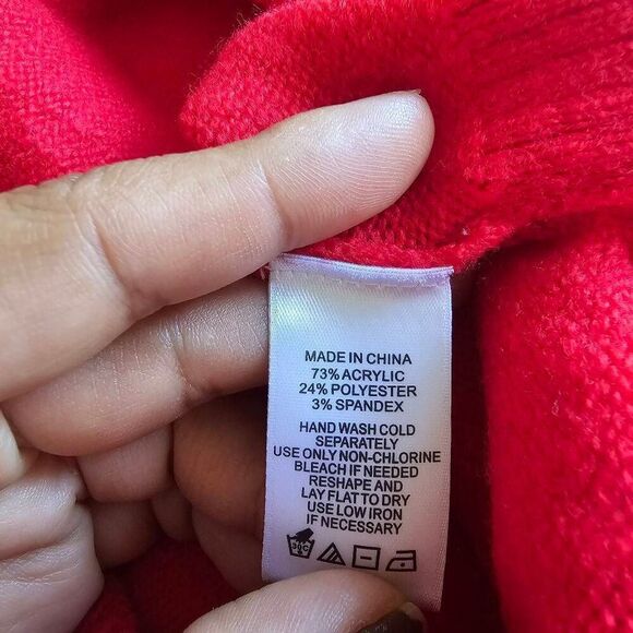 Cece womens Sz S red puff Sleeves pearls embellished sweater - Picture 8 of 8